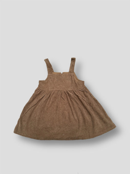 Brown Corduroy Overall Dress